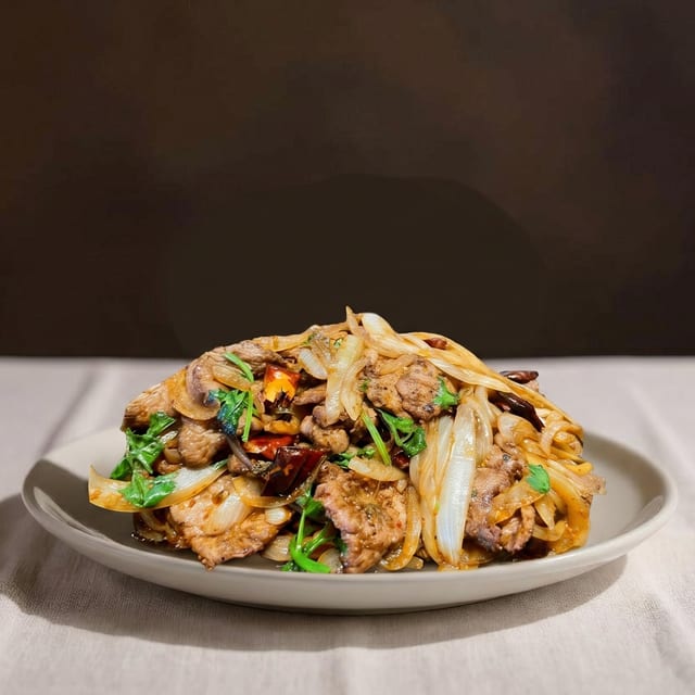 Cumin (Stir-fried with Onion & cilantro) / 孜然洋葱香菜炒肉.