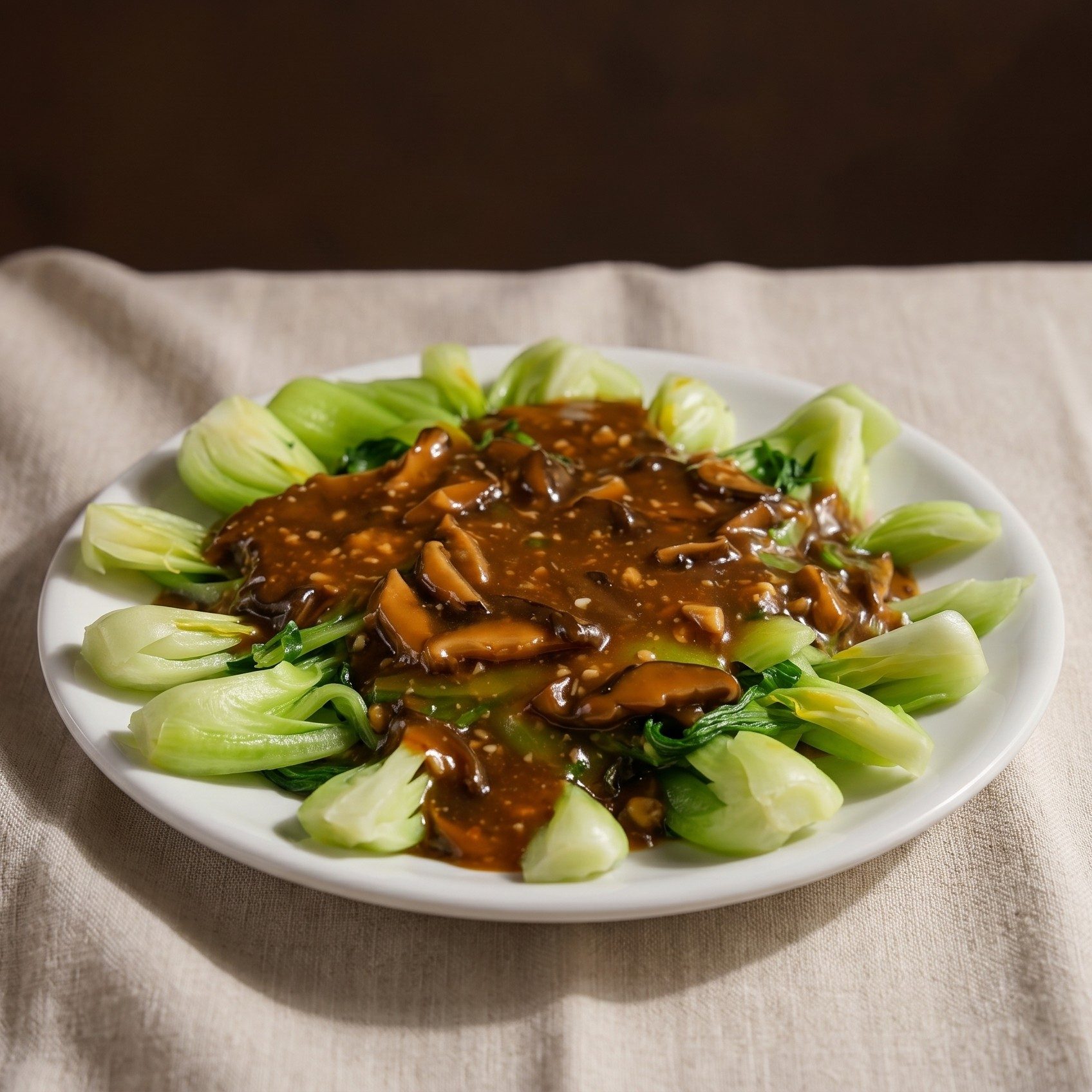 Black Mushroom with Bok Choy in Brown Sauce / 香菇上海青.