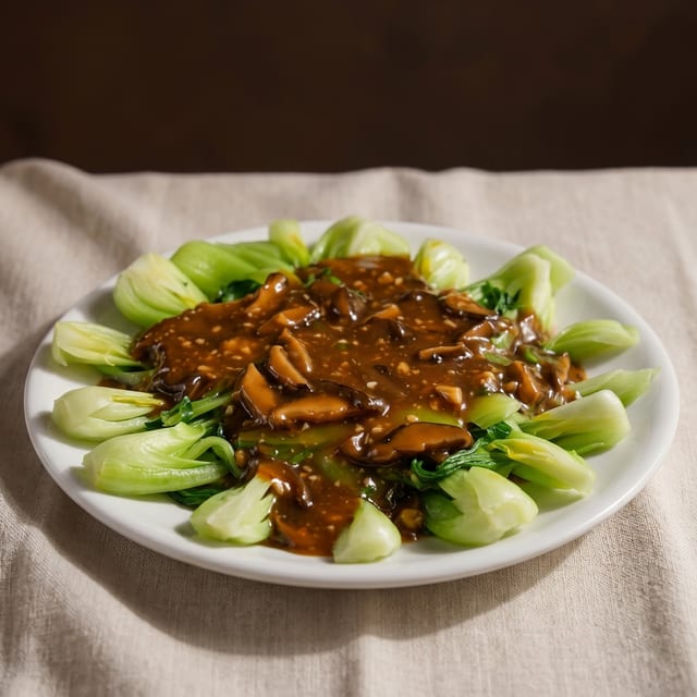 Black Mushroom with Bok Choy in Brown Sauce / 香菇上海青.