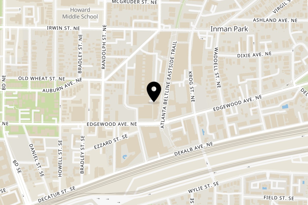Map showing the location of Northern China Eatery Beltline on 665 Auburn Ave NE suite 01B in Atlanta