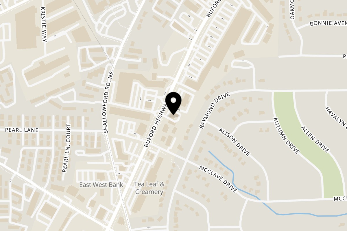Map showing the location of Northern China Eatery Buford Highway on 5141 Buford Hwy NE Suite C in Doraville